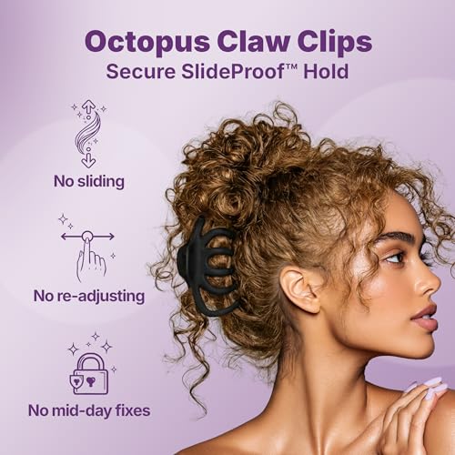 Goody SlideProof Large Octopus Claw Clips for Thick Hair, 2-Pack