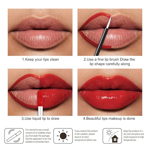 Fire Red Liquid Lipstick - Waterproof Long Lasting Lip Gloss