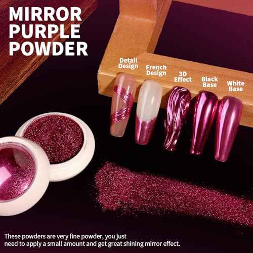 Teenitor Chrome Nail Powder With 3D Gel, Gold and White Pearl Finish - Nail Art Tools and Supplies