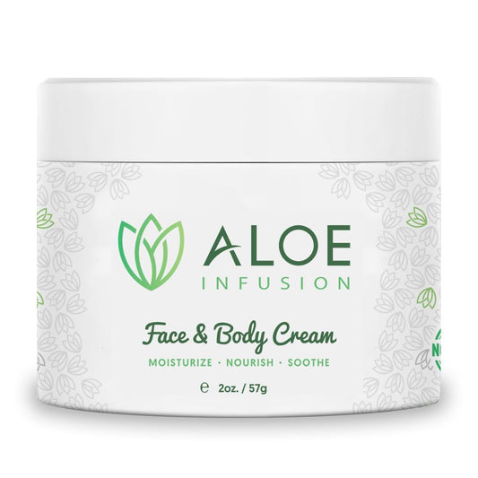 Aloe Infusion Body and Face Moisturizer - Natural Moisturizing Cream with Organic Aloe Vera - Skin Care for Dry Skin, Anti Wrinkle, Acne Scars, Rosacea, Psoriasis Eczema Cream Lotion for Men and Women