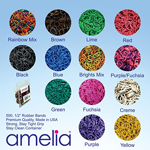 Amelia Beauty | 500 Count 1/2" Rubber Bands | Premium US Made Rubber Hair Ties | Ideal for Ponytails, Braids & Beards | Strong All Day Hold | Convenient Re-closable Container | Creme