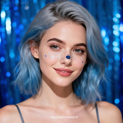 Freckles Face Tattoo - Cute Glitter Temporary Tattoos for Halloween Makeup, Stitches Costume, Classroom Prizes & Christmas Rewards | Waterproof Fake Freckle Stickers for Women & Girls (8 Sheets)