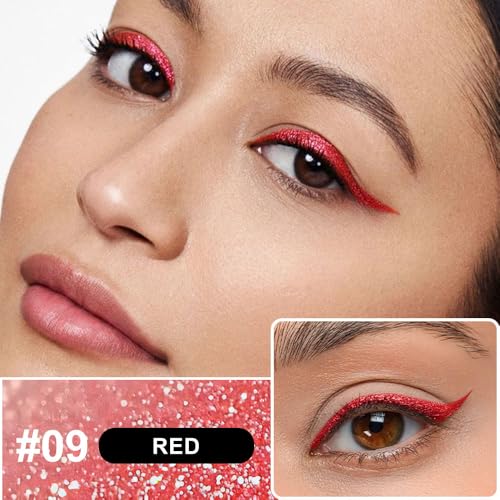Red Metallic Glitter Liquid Eyeliner Pen – Waterproof