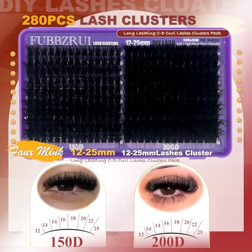 Fluffy Lash Clusters 12-25mm D Curl 280PC Volume Eyelashes