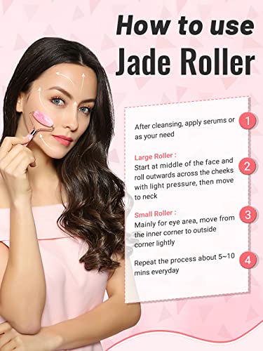 Deciniee Pink Jade Face Roller & Gua Sha Set for Skin Care, Anti-Aging, Relaxation