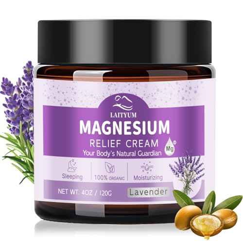 Magnesium Body Lotion - Magnesium Cream [NATURAL & ORGANIC] Lavender Magnesium Lotion for Sleep,Muscle Pain, Leg Cramps, Topical Magnesium Balm with Shea Butter, Coconut Oil, Vitamin E, Safe for Kids