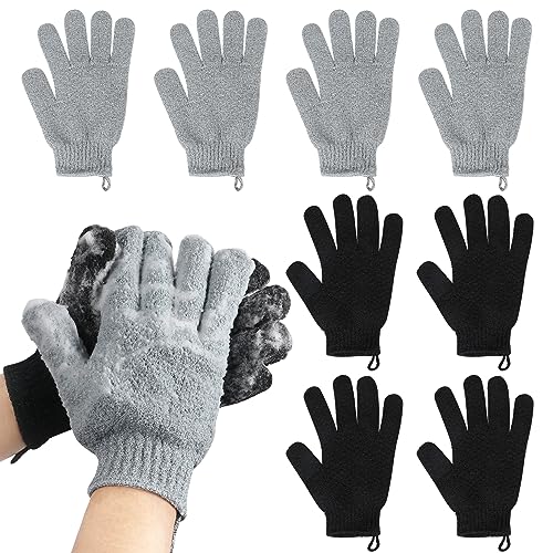 Extra Large Exfoliating Gloves 8 Pack for Big Hands - Double-Sided Shower Scrubbers