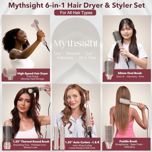 StyleVibe 6-in-1 Air Styler & Blow Dryer Brush with Auto-Wrap Curlers