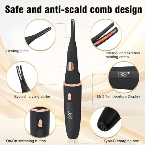 USB-Rechargeable Heated Eyelash Curler with LED Display