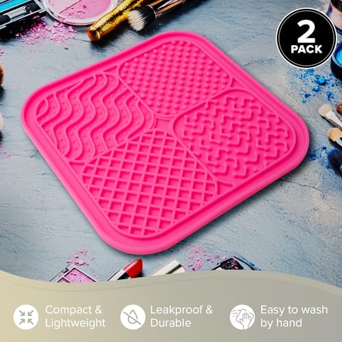 Silver Brush Limited 9060 Silver Essentials Multi-Quadrant Brush-Cleaning Silicone Mat for Makeup Brushes, Makeup Applicators, and Makeup Sponges, For Home and Travel, 2 Pack