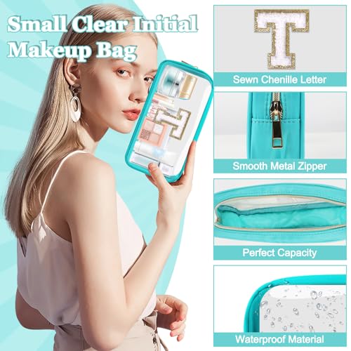 Personalized Initial Clear Makeup Bag, TSA-Approved Travel Toiletry Pouch