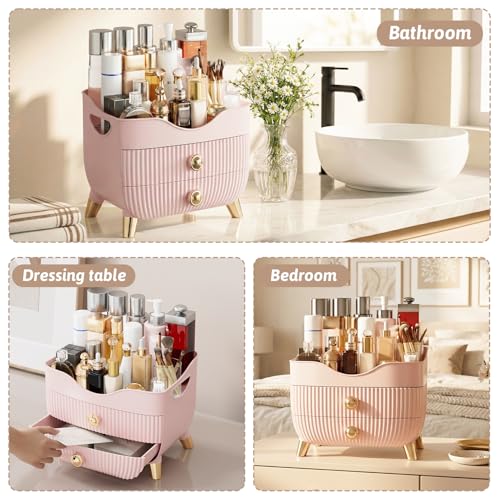 Makeup Organizer Countertop with Drawers, Large Capacity Cosmetics Storage Box