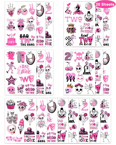 Bad Two The Bone 2nd Birthday Temporary Tattoos, 192 Pieces