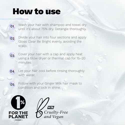 Ginger Milk Hair Gloss Clear Shine and Color-Enhancing Treatment with Hyaluronic Acid, Semi-Permanent Color for Dull & Dry Hair Sulfate Free | BE BRIGHT 5 Fl Oz | 150 ml