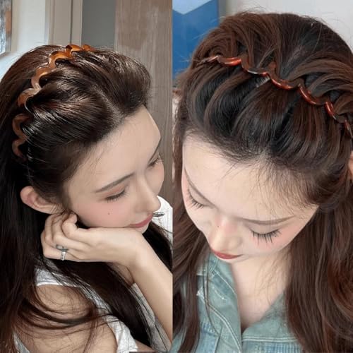 Zig Zag Hair Headband with Teeth Comb - Non-Slip 90s Style