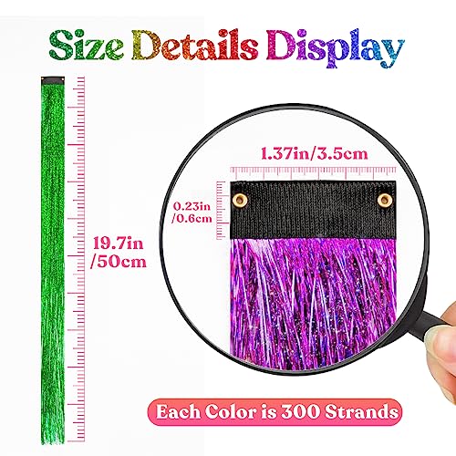 Tinsel Hair Extensions Clip In 14 Colors 19.7 In Glitter