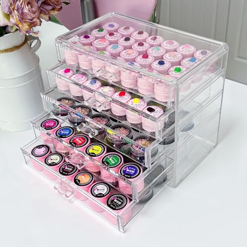 5 Tier Nail Art Decoration Storage Box£¬Acrylic Make Up&Jewelry Organizer with Drawers, Cosmetic Storage for Dresser Countertop and Bathroom£¬Transparent Acrylic Nail Art Jewelry Accessories