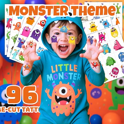 96PCS Monster Temporary Tattoos for Kids