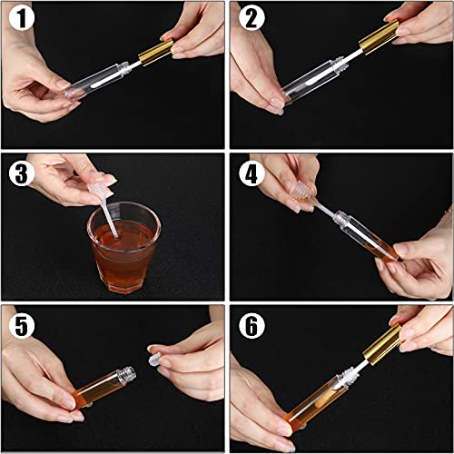 Patelai 40 Pieces Empty Lip Gloss Tubes Containers Clear Lip Balm Bottle with Rubber Stopper and 2 Pieces Funnels for Women DIY Makeup Lip Samples(1.2 ml,Gold, Rose Gold, Black, Silver)