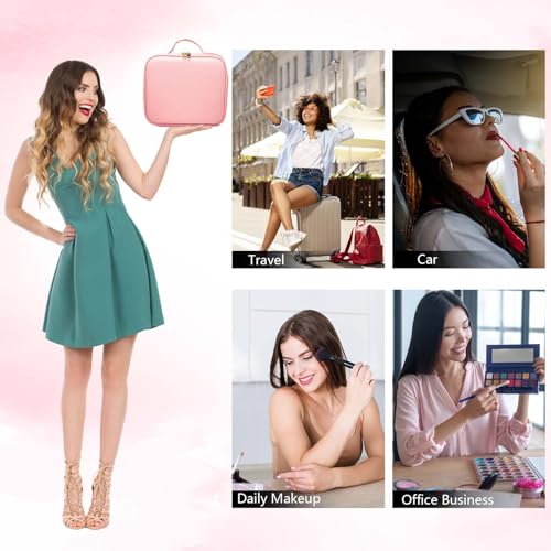 Travel Makeup Bag with LED Mirror and Adjustable Dividers