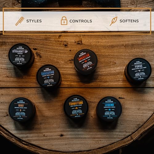 Live Bearded Beard Butter, 3 fl oz - Made in the USA - All-Natural Leave-in Conditioner and Softener with Shea | Legend Scent - Sandalwood, Vanilla