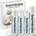 USDA Organic Lip Balm Unflavored 4-Pack by Bambalo ? Beeswax, Coconut Oil, Vitamin E ? Gentle Lip Repair Chapstick for Dry Lips ? Moisturizing Care for Men and Women