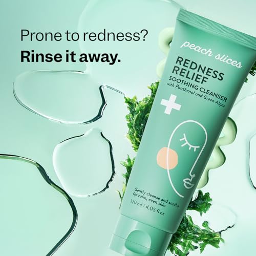Peach Slices - Redness Relief Soothing Cleanser (4.05 oz) - Gently Cleanse and Soothe - Calm, Even Skin - Panthenol, Green Algae, & Rhodomyrtus - Vegan, Cruelty Free, Korean Skin Care & Beauty