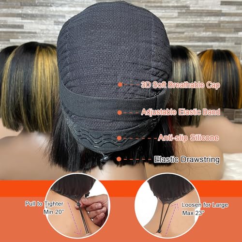 PRIMELACE 210% Density Glueless 8" Bob Wig - Burgundy Ombre, 12A Brazilian Virgin Hair