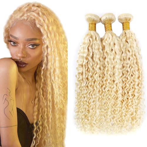 613 Blonde Water Wave Hair Bundles 24 26 28 inch