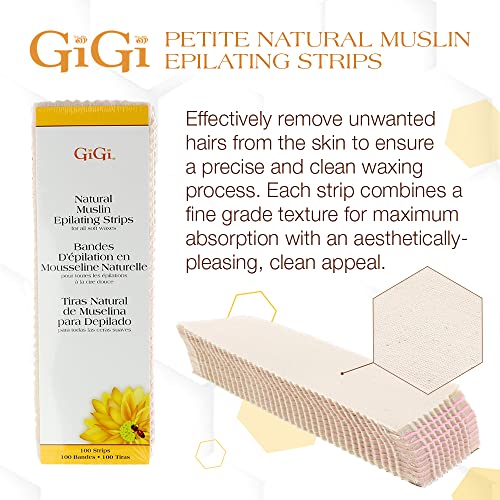 GiGi All Purpose Honee Soft Wax 14 oz, Multi-Purpose Wax Warmer and Large Natural Muslin Epilating Strips, 100 ct