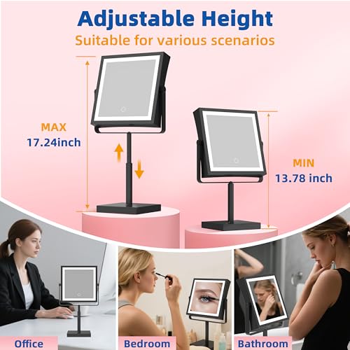 Ruacq Makeup Mirror with Lights, 7X Magnifying, 4000mAh Rechargeable