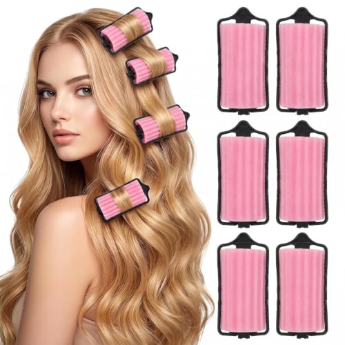 FOMIYES Foam Hair Rollers 6-Pack for Overnight Curls, Large 4cm Diameter, Gentle Styling for Fine Hair