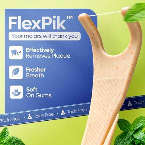 SmartLifeco Eco-Friendly Angled Dental Floss Picks (200ct) - Made with Straw Wheat Blend, Superior Anti-Shred Thread for Molars & Back Teeth, Tooth Pick Stick for Adults, Soft on Gums, Vegan, Mint