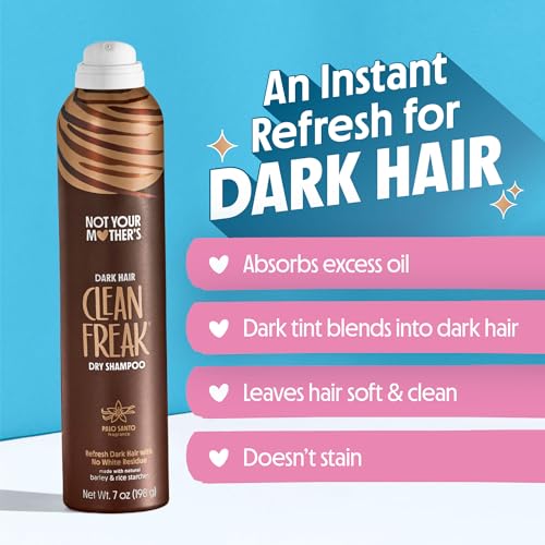 Not Your Mother's Clean Freak Dark Hair Dry Shampoo (2 Pack) ? 7 oz Each ? Brunette-Tinted Dry Shampoo for Instant Oil Absorption - Instantly Refresh Dark Hair Shades and Extend Style