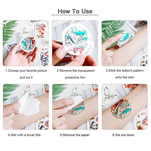 Day of the Dead Temporary Tattoos - 12 Sheets Halloween Face Stickers