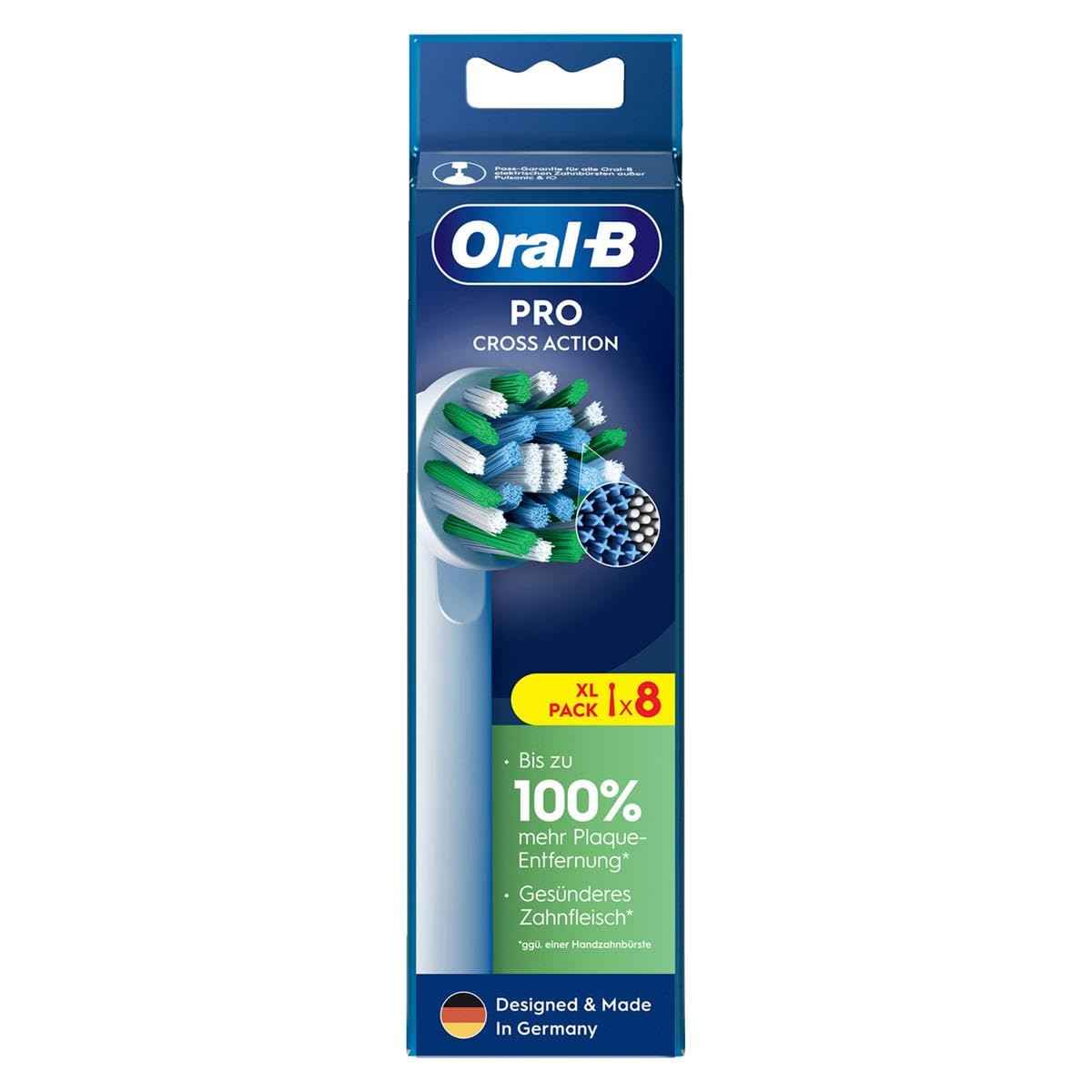 Oral-B Pro CrossAction Original Electric Toothbrush Heads - Superior Teeth Cleaning Replacement Brushes with Innovative X Bristles Toothbrush Attachment - White, Pack of 8
