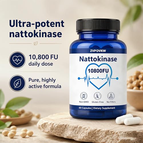 Nattokinase Supplement 10800 FU for Cardiovascular Wellness – 60 Vegan Capsules