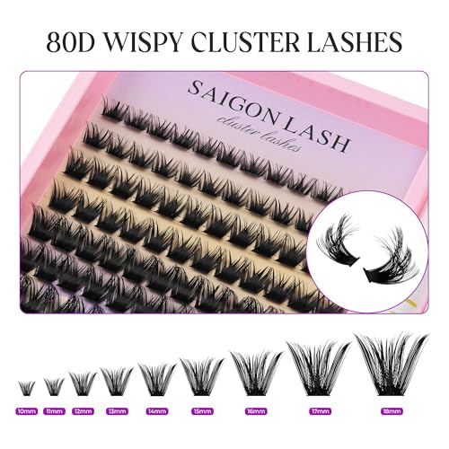 80D Wispy Lash Clusters DIY Kit – Full Volume, 10-18mm Mixed Length
