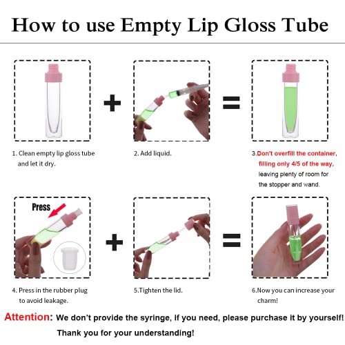 10Pcs 6.4ml Empty Lip Gloss Tubes with Wand & Stopper
