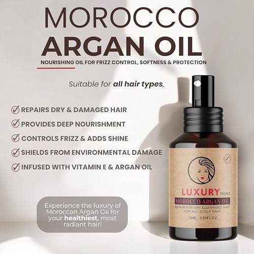 Pure Moroccan Argan Oil for Silky, Frizz-Free Hair - 1.69 Oz