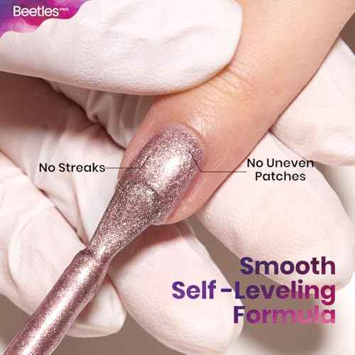 Beetles Pro Shimmer Gel Polish - Existential Pink, Rose Gold Color 20ML Pink Shimmer Gel Polish, UV Nail Lamp Cure Needed Nail Arts Salon-Quality Shine Long Lasting