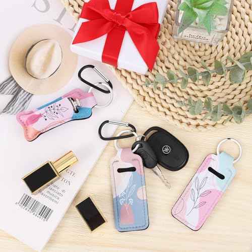 Pengxiaomei 3 Pcs Chapsticks Holder Keychain for Lipstick, Stocking Stuffers for Teen Girls Women Small Christmas Gifts