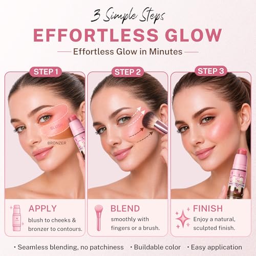 UCANBE Blush & Bronzer Stick - 2-in-1 Cream Makeup (Peach Juice)