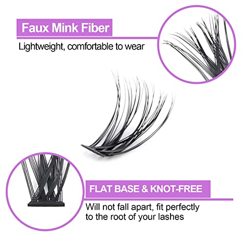 KISSXIAOYA Cluster Eyelashes Extensions, 240pcs 40D 0.07D Curl Soft Individual Lashes Natural False Eyelashes Cluster DIY Eyelash Extension (240pcs, 12mm)
