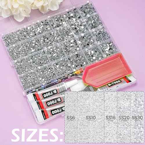 LOTWOW Silver Rhinestones Bedazzler Kit with B7000 Glue & Tools - 35,000 Pcs