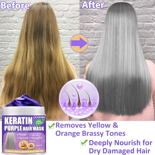Purple Hair Mask & Collagen Keratin Treatment Set for Blonde Hair