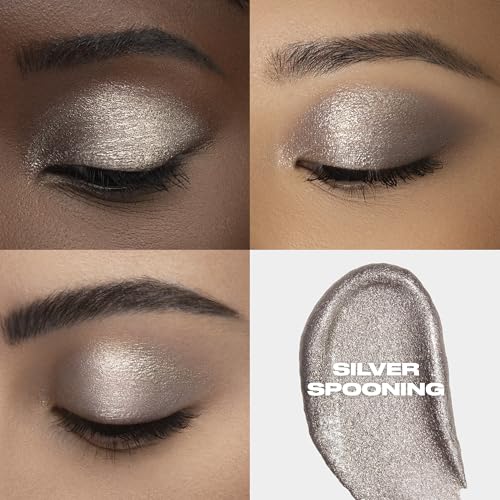 Urban Decay Eyeshadow Primer & Liquid Glitter Eyeshadow Bundle - Eyeshadow Primer Potion (0.33 Fl Oz) for Crease-free Eye Makeup - 24/7 Glaze-On Eyeshadow (Silver Spooning) for Buildable Shimmer