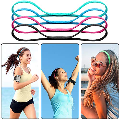 Duufin 20 Pieces Non-Slip Elastic Headbands Workout Headband Colorful Sweatband Fashion Yoga, Running Sport Headbands for Women, Men and Girls, 14 Colors