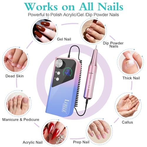 Electric Nail Drill 45000 RPM Professional Cordless Nail File Kit