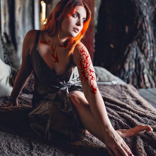 Flame Temporary Tattoo Stickers 6-Pack Waterproof